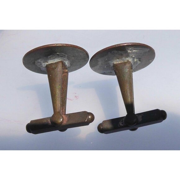 Vintage Copper & Enamel Mid-Century Modern Abstract Cufflinks - Picture 4 of 4